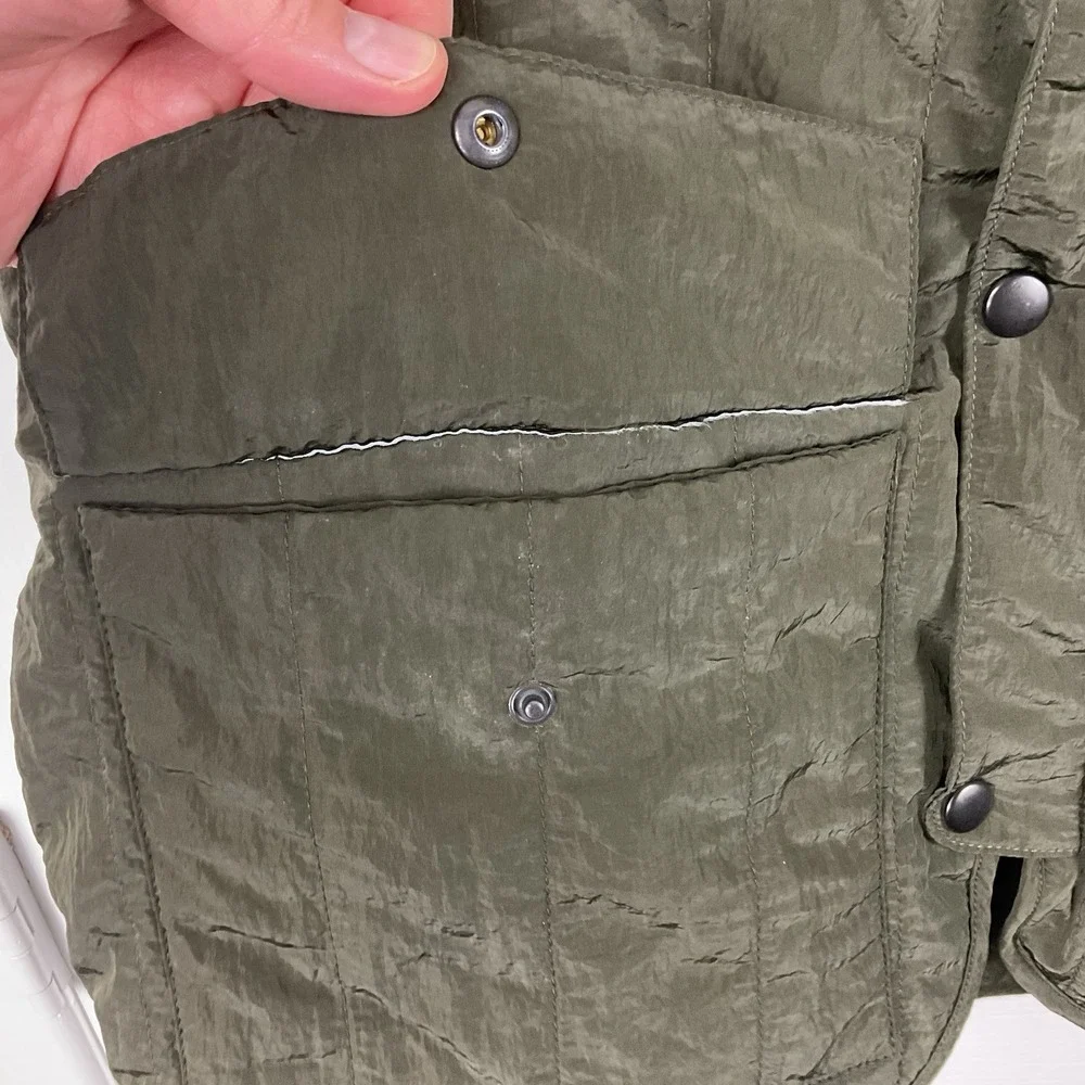 YAGYA Women's Olive Green Quilted Riding Vest Primaloft Silver Size L | Europe